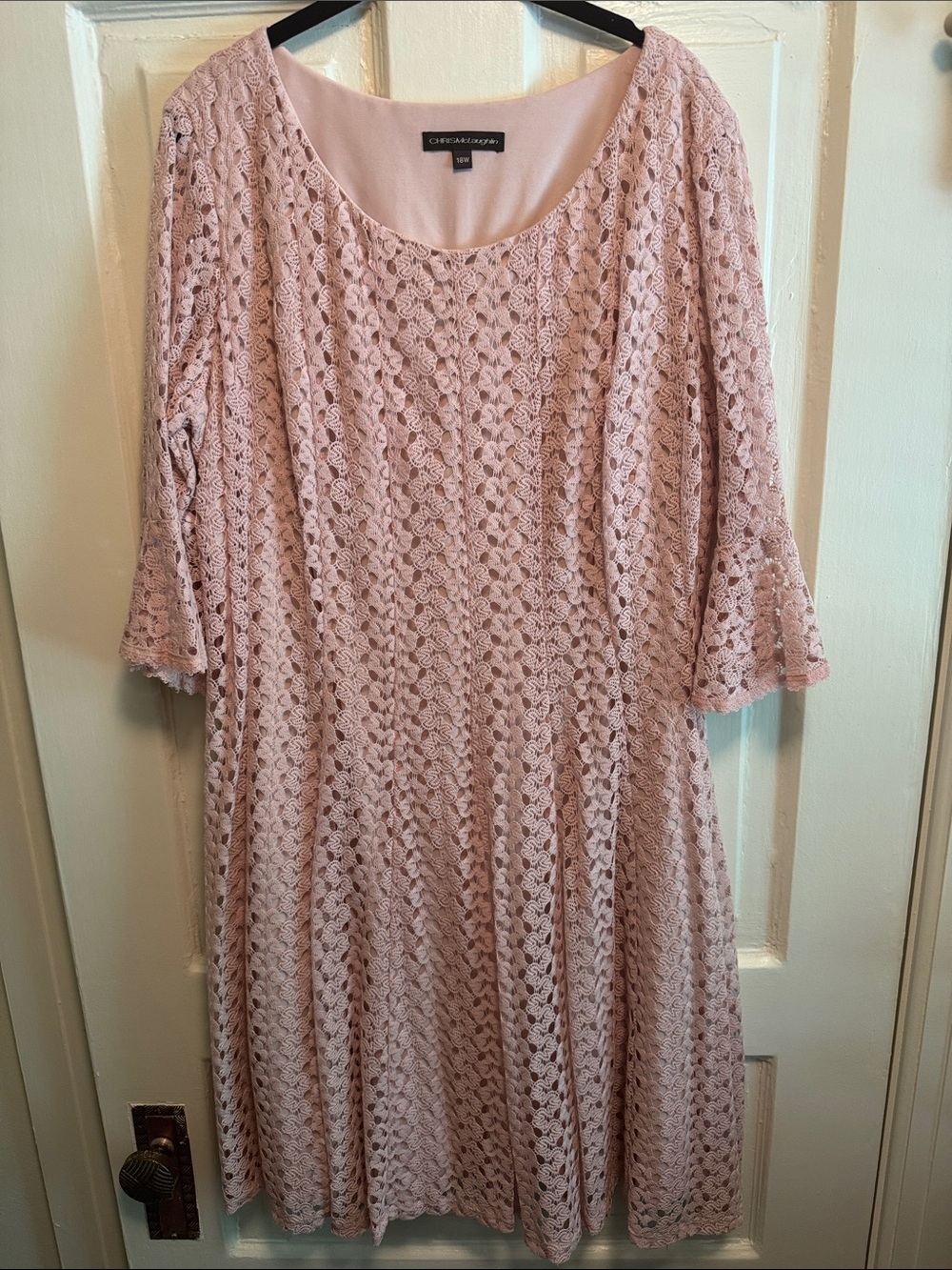 Chris McLaughlin Blush Lace Midi Dress with Scoop Neck